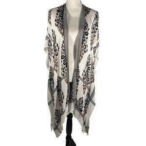 Rachel Rachel Roy long duster kimono kaftan coverup neutral print lightweight OS